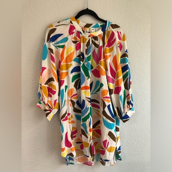 Tabitha Brown mumu style button down tunic dress multicolor coastal grandma - Picture 5 of 8